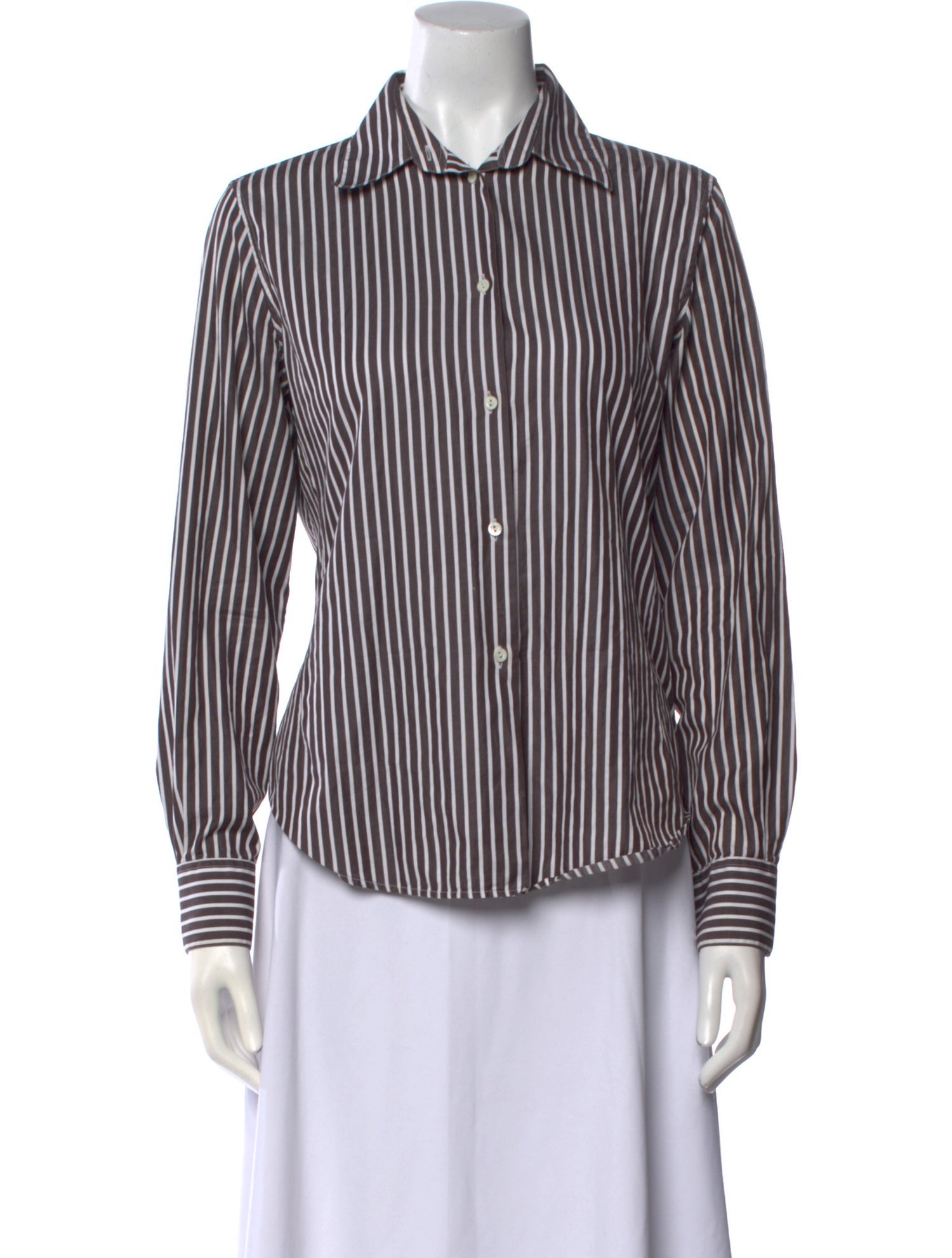 Loro Piana Striped Long Sleeve Button-Up Top